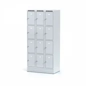 Szafki BHP - Alfa 3 Szafka ubraniowa 12-drzwiowa na cokole, drzwi szare, zamek obrotowy 1261893 - miniaturka - grafika 1