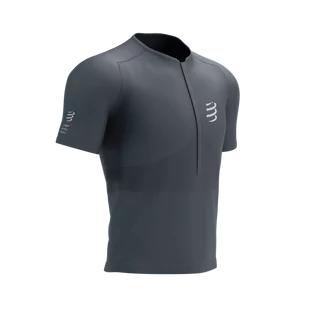 COMPRESSPORT Koszulka biegowa TRAIL HALF-ZIP FITTED SS TOP magent/white - Koszulki sportowe męskie - miniaturka - grafika 2