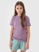 Koszulki dla dziewczynek - 4F T-shirt regular gładki dziewczęcy - fioletowy 128 (7-8 lat) - miniaturka - grafika 1