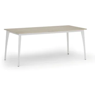 Stół konferencyjny PRIMO OMEGA, 1800 x 900 mm, podstawa biała, dąb naturalny - Stoły i stoliki do biura - miniaturka - grafika 1