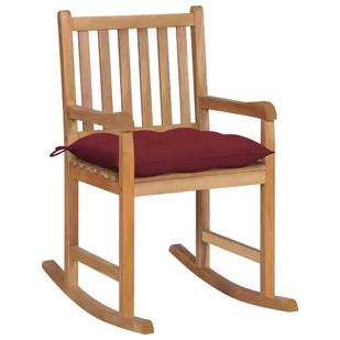 vidaXL Lumarko Fotel bujany z poduszką w kolorze wina, lite drewno tekowe 3062781 - Fotele - miniaturka - grafika 1