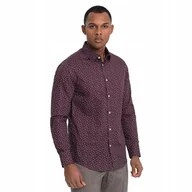 Koszule męskie - Koszula męska bawełniana we wzory SLIM FIT bordowa V5 OM-SHCS-0151 S - miniaturka - grafika 1