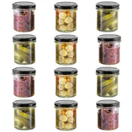 Pojemniki kuchenne - słoiczki na desery przetwory miód słoiki weki czarna zakrętka 350ml 12szt - miniaturka - grafika 1