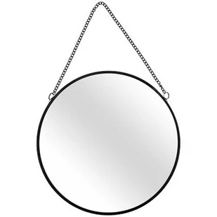 Lustro lusterko na łańcuszku w czarnej metalowej ramie okrągłe ścienne loft czarne 20 cm - Lustra - miniaturka - grafika 2