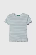 Koszulki dla dziewczynek - United Colors of Benetton t-shirt dziecięcy kolor niebieski - miniaturka - grafika 1