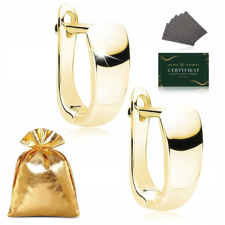Złote Kolczyki Damskie Klasyczne Bigiel Angielski Prezent Dla Kobiety 925