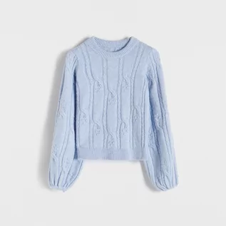 Swetry damskie - Reserved - Sweter z bufiastymi rękawami - Niebieski - grafika 1