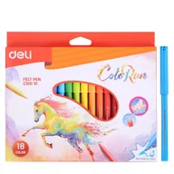 Przybory szkolne - Flamastry pisaki 18 sztuk mix kolorów bezpieczne dla dzieci DELI Colorun - miniaturka - grafika 1