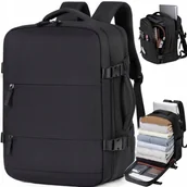 Plecaki - Plecak do samolotu RYANAIR 40x30x20 kabinowy turystyczny bagaż CZARNY - miniaturka - grafika 1