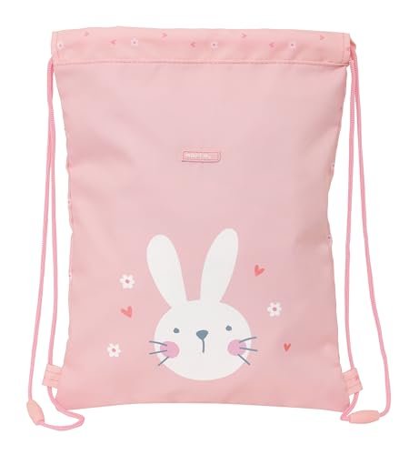 Safta PREESCOLAR BUNNY Plecak z płaskim workiem, łatwy do czyszczenia, plecak dla dzieci w różnym wieku, wygodny i wszechstronny, jakość i wytrzymałość, 26 x 1 x 34 cm, różowy, Różowy kolor, Estándar,