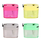 Temperówki - Temperówka szkolna dla dzieci Strigo na dwie grubości ołówków i kredek otwierana mix kolorów - miniaturka - grafika 1