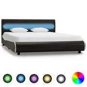 Łóżka - Rama łóżka antracytowa, sztuczna skóra, LED, bez materaca, 160x200 - miniaturka - grafika 1
