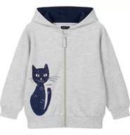 Bluzy dla dziewczynek - Bluza Dziecięca Dziewczęca dresowa Rozpinana z kapturem Kot Szara 122  Endo - miniaturka - grafika 1