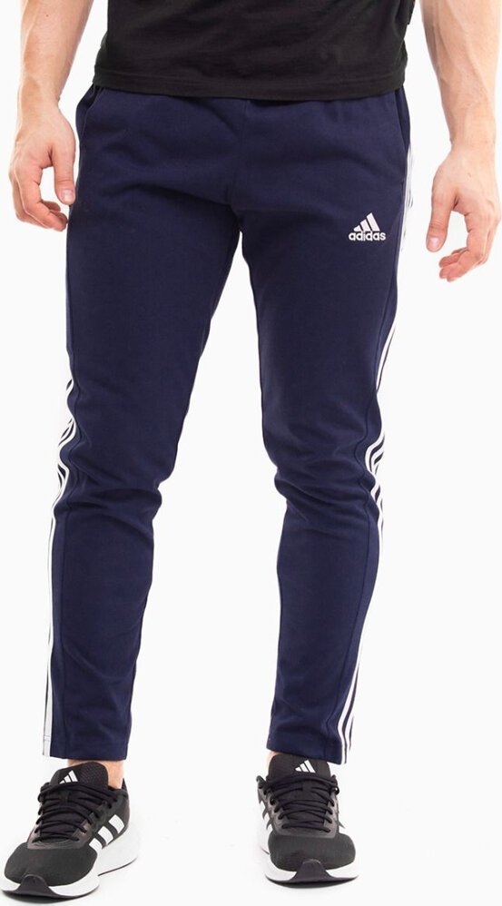 Adidas Spodnie męskie adidas Essentials Single Jersey Tapered Open Hem 3-Stripes granatowe IC0045 S