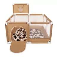 Łóżeczka i kojce - Selonis Boisko KK-100X z piłeczkami 6cm beżowy: pastelowy beż-miedziany-biały-czarny 125x125x105/200piłek Zabawka kojec - miniaturka - grafika 1