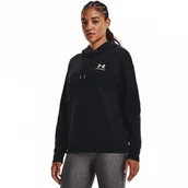 Bluzy damskie - Damska bluza dresowa nierozpinana z kapturem Under Armour Essential Fleece Hoodie - czarna - miniaturka - grafika 1