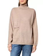 Bluzy damskie - G-STAR RAW Tekst Pocket Żółw Neck Loose Bluza damska, Beżowy/Khaki (Dk Brick B670-1214), S - miniaturka - grafika 1