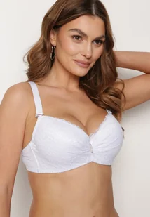 Biały Biustonosz Koronkowy z Regulowanymi Ramiączkami Ozdobiony Zawieszką z Cyrkoniami Uanessa - Biustonosze - miniaturka - grafika 1