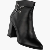 Botki damskie - Botki Damskie Ekoskóra Buty Ocieplane Eleganckie Na Słupku Czarne GOODIN Czarny 40 - miniaturka - grafika 1