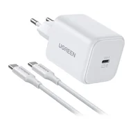 Ładowarki do telefonów - Ładowarka sieciowa Ugreen X524 USB-C, GaN, 45W + kabel 1m (biała) - miniaturka - grafika 1