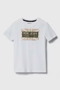 Koszulki dla chłopców - Pepe Jeans t-shirt bawełniany dziecięcy RANDAL kolor biały z nadrukiem - grafika 1