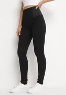 Legginsy - Czarne Legginsy z Szeroką Wysoką Talią Patriotti - miniaturka - grafika 1