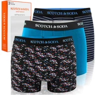 Majtki męskie - SCOTCH&SODA Bokserki Męskie 3 sztuki Bawełna Paski Wzór Czarny Rozmiar L - miniaturka - grafika 1
