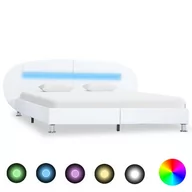 Łóżka - vidaXL Rama łóżka z LED, biała, sztuczna skóra, 160 x 200 cm - miniaturka - grafika 1