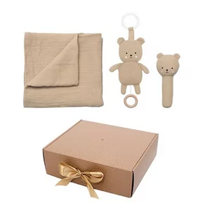 Kocyk, pozytywka i grzechotka- zestaw upominkowy beżowy miś Jabadabado - Koce i narzuty dla dzieci - miniaturka - grafika 1