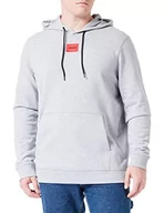 Bluzy męskie - HUGO Męska bluza z kapturem Daratschi214 z bawełny Terry z czerwoną metką z logo, Dark Grey029, L - miniaturka - grafika 1