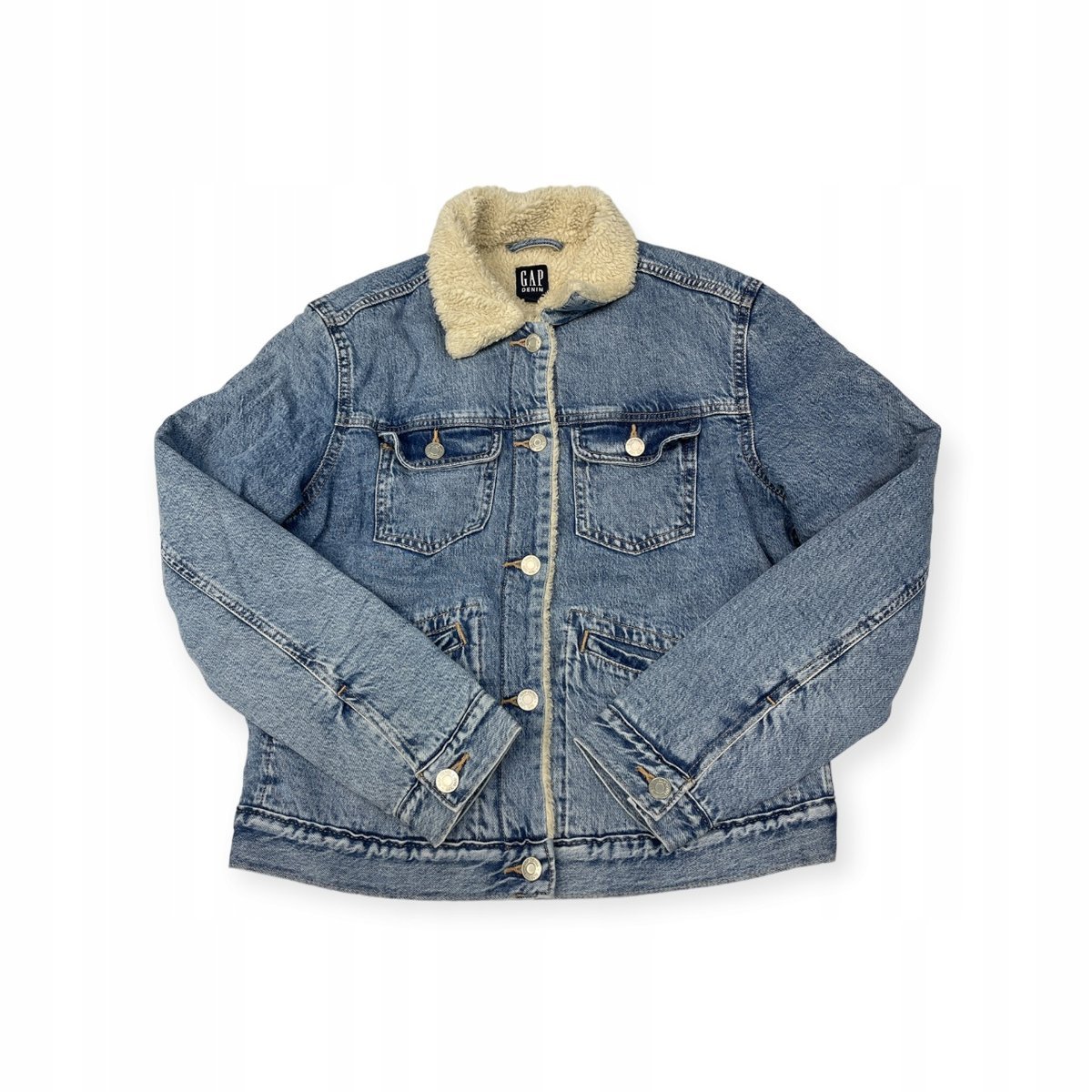 Jeansowa kurtka damska kożuszek GAP DENIM S