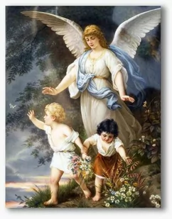 Nowoczesny obraz religijny plexi, Anioł Stróż z dziećmi - Ikony i obrazy sakralne - miniaturka - grafika 1