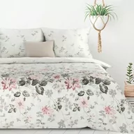 Pościel - Design 91 Pościel z mikrowłókna 220x200 Lea 05 kwiaty biała szara różowa D91 - miniaturka - grafika 1