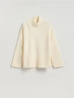 Swetry damskie - Reserved - Wełniany sweter z golfem - złamana biel - miniaturka - grafika 1