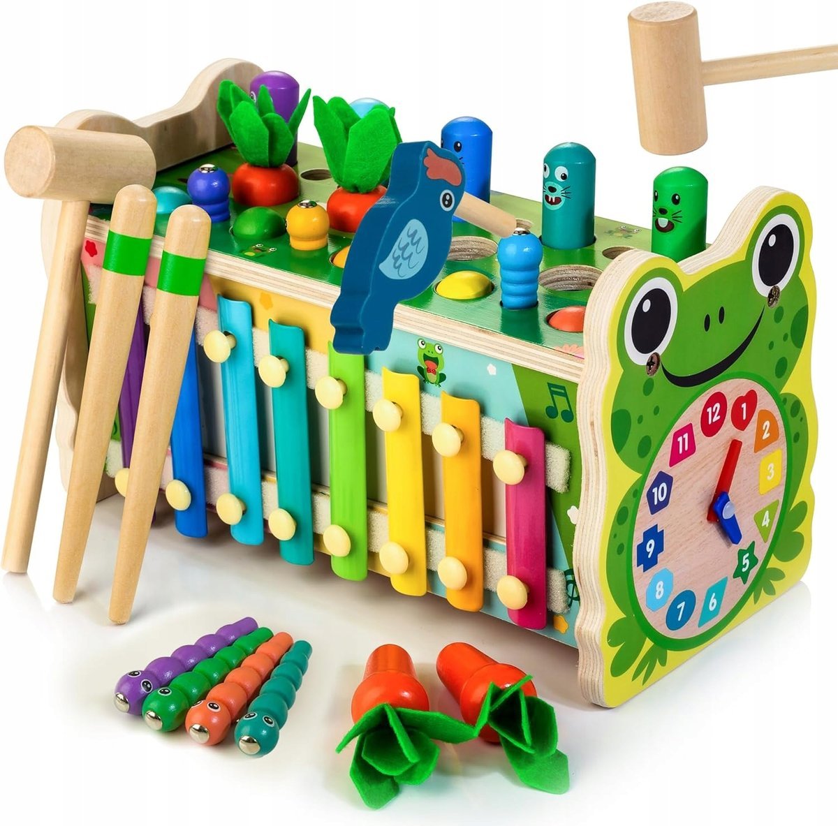 Kostka edukacyjna drewniana wybijanka Cymbałki Montessori wielofunkcyjna