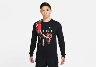 Nike Air Jordan Holiday Brand Long Sleeve Crew Black - Koszulki męskie - miniaturka - grafika 1