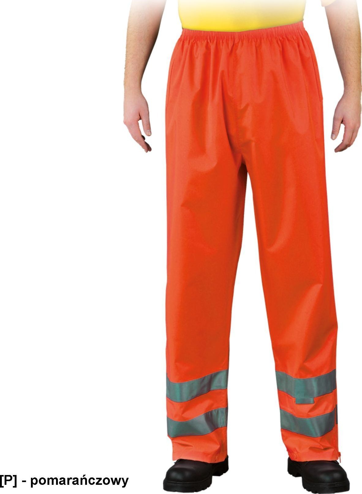 R.E.I.S. LH-FLUER-T - Spodnie przeciwdeszczowe z pasami odblaskowymi - pomarańczowy 3XL
