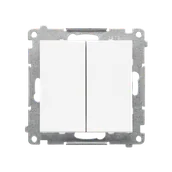 Wyłączniki światła i elektryczne - Wyłącznik schodowy podwójny bez piktogramu Simon 55 - biały mat - miniaturka - grafika 1