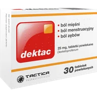 Witaminy i minerały - Dektac 0,025 g, 30 tabl. Lek o działaniu przeciwzapalnym z diklofenakiem - miniaturka - grafika 1