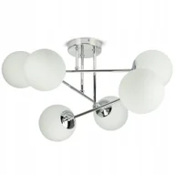 Lampy sufitowe - Lampa Sufitowa Żyrandol Plafon Chrom Szklane Białe Kule Glass W6 Led G9 - miniaturka - grafika 1