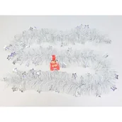 Ozdoby bożonarodzeniowe - Łańcuch choinkowy 13 cm x 2 m biało-srebrny - miniaturka - grafika 1