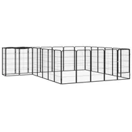 Sprzęt podróżny i transportery dla psów - vidaXL Kojec dla psa, 26 paneli, czarny, 50x100 cm, stal - miniaturka - grafika 1