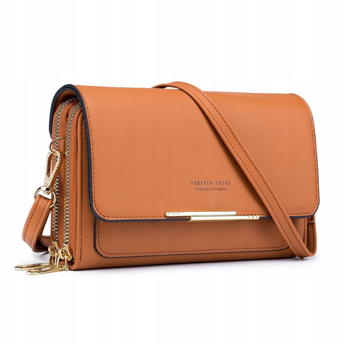 Roulens Mała Torebka na Ramię Pozioma Brąz Jasny