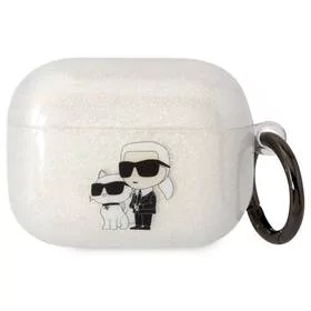 Etui / Pokrowiec Karl Lagerfeld 3D Logo NFT Karl and Choupette Glitter na Airpods Pro (KLAPHNKCTGT) białe - Akcesoria do słuchawek - miniaturka - grafika 1