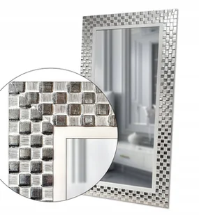 Luksusowe lustro w grubej drewnianej ramie 180x100 BIAŁA Szachownica - Lustra - miniaturka - grafika 1