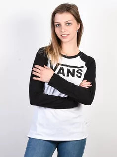 Bluzki dla dziewczynek - Vans FLYING V white/black koszulka damska z długimi rękawami - XS - grafika 1