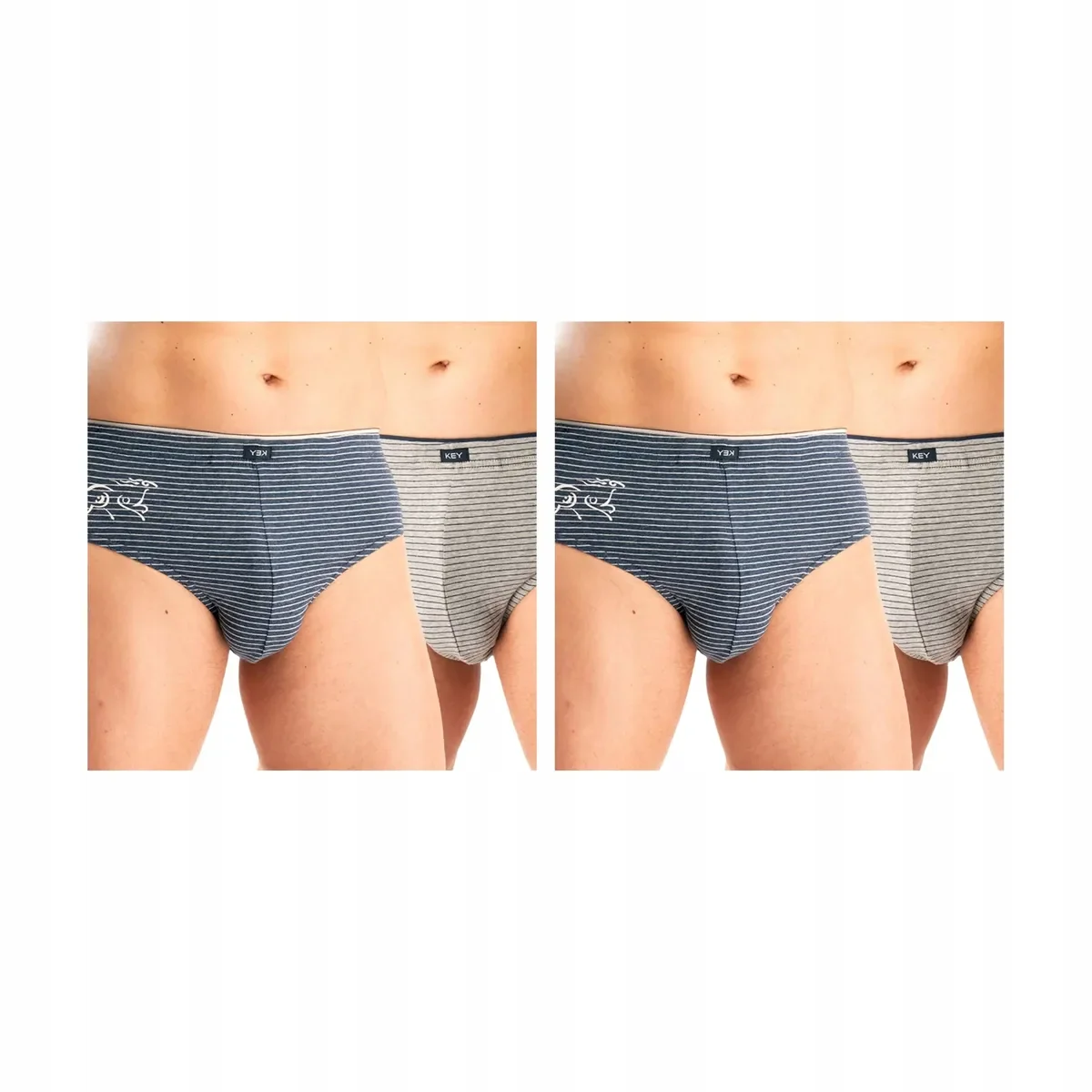 2-PAK Slipy męskie bawełniane 2-pack z gumą Key MPP 354 szary granat M