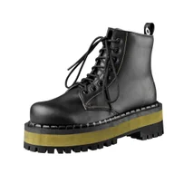 Botki damskie - glany ALTERCORE czarne 8-dziurkowe (653 VEGAN BLACK/YELLOW)-40 - miniaturka - grafika 1