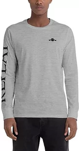 Replay Męska koszulka z długim rękawem z bawełny, M08 jasnoszary melanż, L - Koszulki męskie - miniaturka - grafika 1