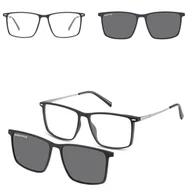 Okulary korekcyjne, oprawki, szkła - Prostokątne okulary pod korekcję z polaryzacyjną Nakładką przeciwsłoneczną na magnes CLIP-TRC-196-1 - miniaturka - grafika 1